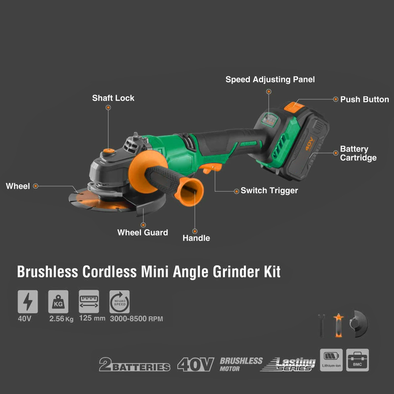 Gerinda Sudut Tanpa Kabel 125m - Brushless Angle Grinder Battery Powered ulasan dan harga